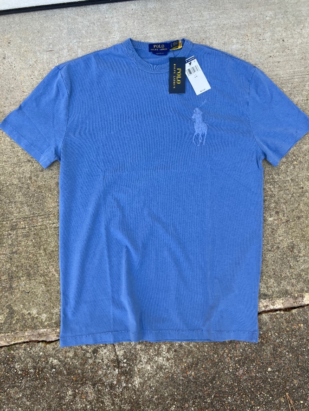 POLO Ralph Lauren Big Pony Logo Mens Sm T Shirt Blue Embroidered Preppy Classic